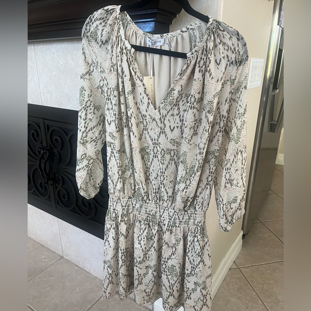 Ramy Brook Black and Cream Long Sleeve Dress